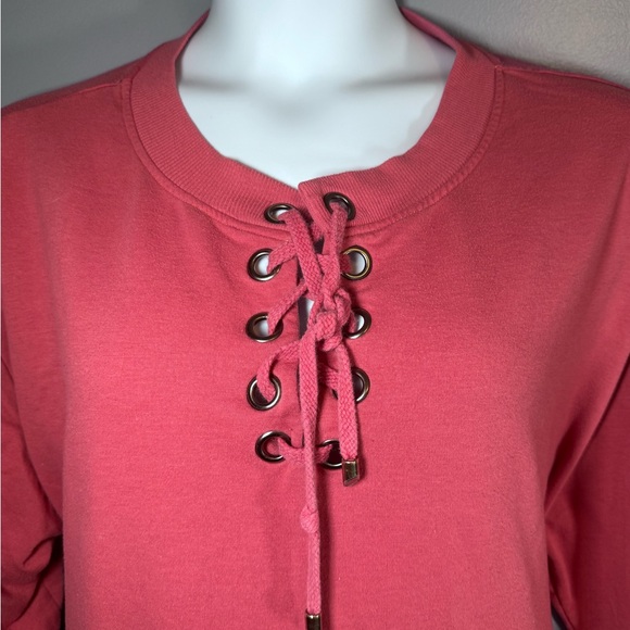 Woman Within 2X Pink Lace-Up Shift Dress Pockets 3/4 Sleeve Plus Size 26W/28W - Picture 6 of 13